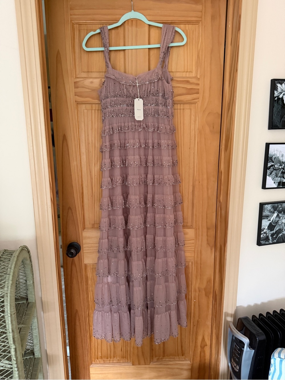 Doen Pierrette Beaded Tulle Maxi Dress in Dusty Pink - Picture 2 of 4